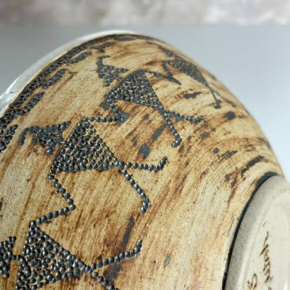 Andrea Winters Art Pottery Bowl 9.5" Folk Art Native American Pottery - Picture 10 of 15